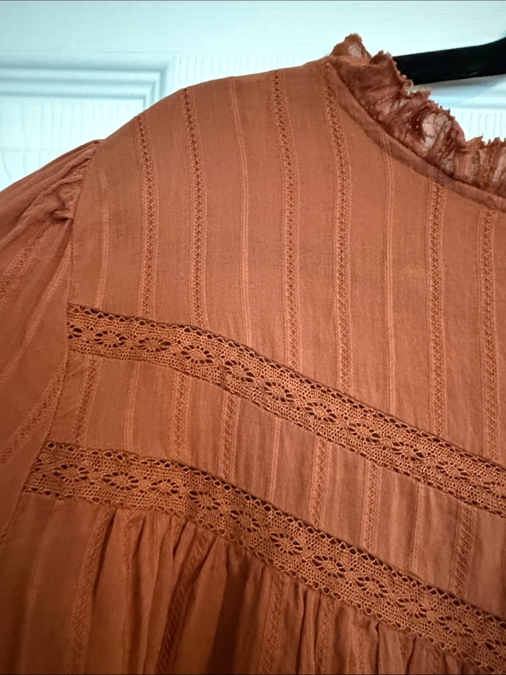 Universal Thread Rust Orange Long-Sleeve Peasant Blouse - Picture 3 of 6